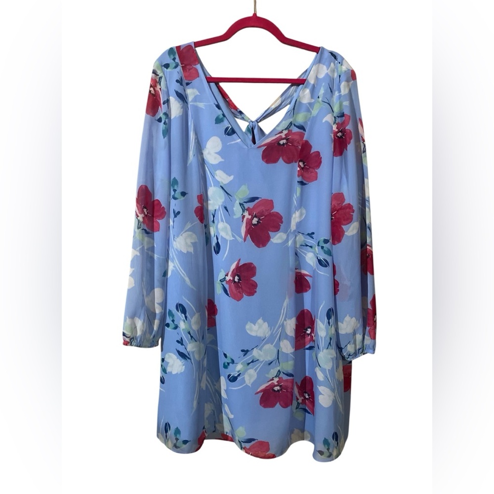 INC International Concepts Sky Blue Floral Dress XL NWT - Picture 3 of 7